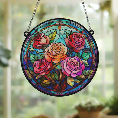 Roses Stained Glass Effect Suncatcher